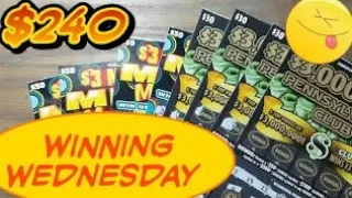 Winning Wednesday. $240 in $30 scratchers. 6 winners.  Pa lottery scratch tickets.