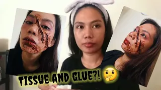 DIY Fake Wounds Make up || Tissue and Glue 😁 | Nikka V.