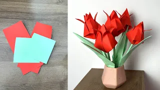How to fold Tulips with colored paper | гул жасоо