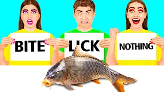 Bite, Lick or Nothing Challenge | Funny Food Situations by DaRaDa Challenge