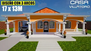 ✅Diseño de Casa con 3 arcos | Como construir una casa estilo guatemalteco | Diseño de Casa 17 x 10 M