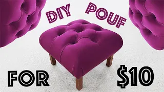 POUF - BENCH SEAT with capitone for $10 easy SIMPLE DIY furniture PART 2