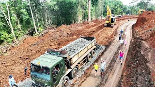 Incredible Engineering Building Temporary Road Over Forest Using Excavator Dump Truck Roller Grader