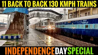 130 kmph RAJDHANI Gang in TORRENTIAL Rain thunders past Dadri at full speed | Indian Railways