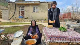 Iran Village life ♡ Cooking Abgoosht (Broth) with Chicken in the Village