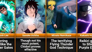 NARUTO CHARACTERS AND THEIR FAVORITE JUTSU(techniques)