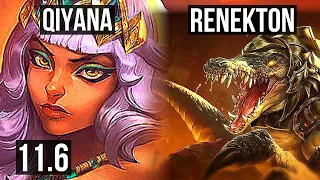 QIYANA vs RENEKTON (TOP) | 4/0/2, 900+ games | KR Master | v11.6