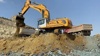 Liebherr 976 Excavator Loading Mercedes & MAN Trucks - Labrianidis Mining Works