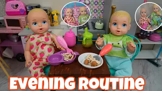 Perfectly Cute Baby dolls Evening Routine feeding and changing baby dolls