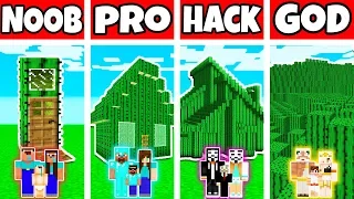 Minecraft: FAMILY CACTUS HOUSE BUILD CHALLENGE - NOOB vs PRO vs HACKER vs GOD in Minecraft