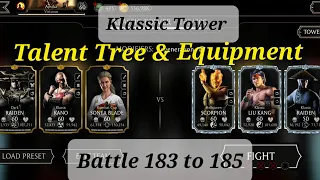Mk Mobile Klassic Tower Battle 183, 184 & 185 with Gold Team | Talent Tree & Equipment #mkmobile