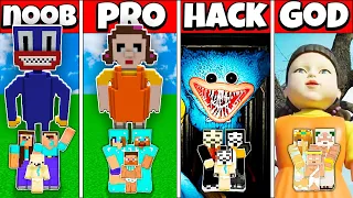 HUGGY WUGGY VS SQUID GAME DOLL BUILD CHALLENGE - NOOB vs PRO vs HACKER vs GOD Minecraft Animation