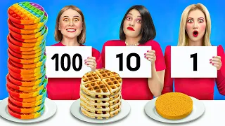 SFIDA DEI 100 STRATI! || 100 strati di trucco, di cose e di cibo su 123 GO! GOLD