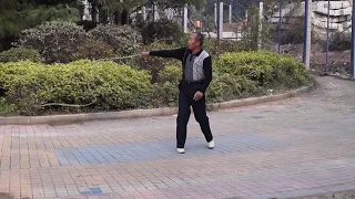 Asian Man Bull Whips A Heavy Chain!!!  Chain Whip Kung Fu Weapon. Extreme Whip Cracker Exercise