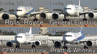 4K  Rolls-Royce. P&W. GE. CFM. Comparing engine sounds of each plane at takeoff