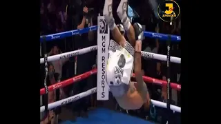 Mark Magsayo does a back flip after knocking out