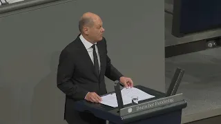 German Chancellor Olaf Scholz delivers government declaration on Israel