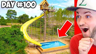 This took *100 DAYS* to build! (Secret Treehouse Swimming Pool)