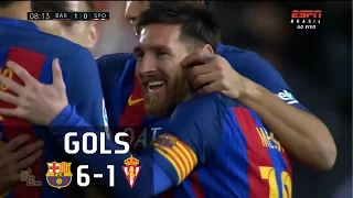 Gols - Barcelona 6 x 1 Sporting Gijón - La Liga 16-17