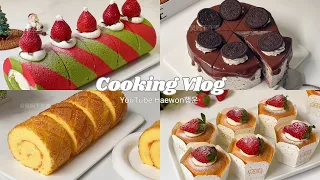 [SUB]Cake roll, Hokkaido cake, Christmas cake, chocolate bread and more|cooking compilation.