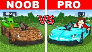 Mikey vs JJ Family - Noob vs Pro: SUPER CAR House Build Challenge in Minecraft