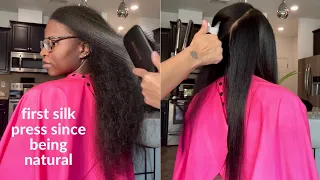 My First Silk Press EVER after NO heat in 11 years | Type 4 Hair