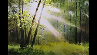 How to paint Sunlight Through the Trees in Watercolor