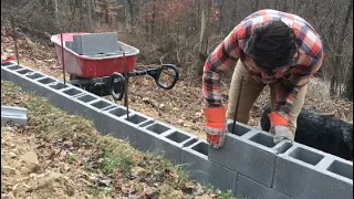 Off-Grid Mountainside BarnBuildEp. 2 | How-To: Dry Stack Block & Surface Bonding Cement Foundation