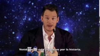 Chris Pratt's slogan for 'Passengers', where he shows his butt