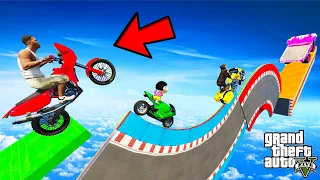 FRANKLIN TRIED IMPOSSIBLE THIN ROAD EDGE MEGA RAMP PARKOUR JUMP CHALLENGE GTA 5 | SHINCHAN and CHOP