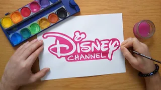 pink Disney Channel logo - painting