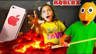 BALDI Утопил IPHONE в ЛАВЕ ПОЛ ЭТО ЛАВА в ROBLOX ПАПА Челлендж CHALLENGE видео для детей Валеришка