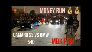 CAMARO SS VS BMW 540i | MBK FTW!! #STREETRACING #1320 #mexico #moneyrun