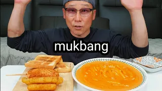 [리얼먹방] 신전 로제떡볶이🍛(ft 튀김 핫도그 식빵 치즈스틱)MUKBANG