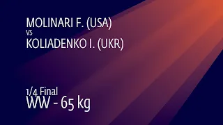 1/4 WW - 65 kg: F. MOLINARI (USA) v. I. KOLIADENKO (UKR)