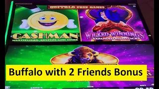 Bonus with 2 Features for Super Big Win!! Aristocrat Buffalo and Friends Slot