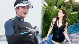 Wu Lei took Zhao Lusi to surf in the sea. Zhao Lusi's bikini outfit was so sexy that Wu Lei couldn'