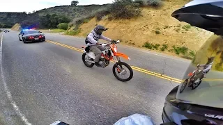 DIRT BIKE POLICE CHASE IN THE CAYNONS!