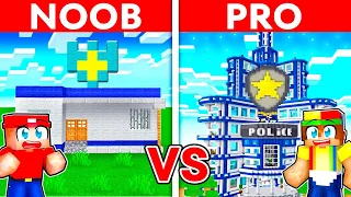 NOOB vs PRO: POLICE STATION Build Challenge in Minecraft!