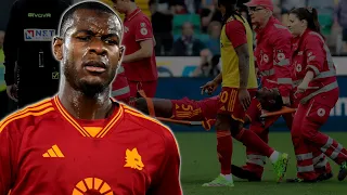 Evan N'Dicka le joueur ivoirien s'est effondré sur le terrain lors du match entre la Roma et Udinese