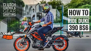 How to ride Duke 390 Bs6|| Beginners|| Clutch Control & Gear Shifting|| How to ride Duke DheerajVlog