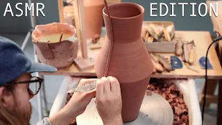 Trimming and Decorating a Large, Stoneware Vase — ASMR Edition