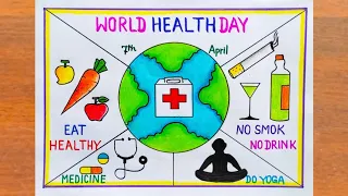 World Health Day Drawing / World Health Day Poster Drawing Easy Steps / Health Day Drawing Easy