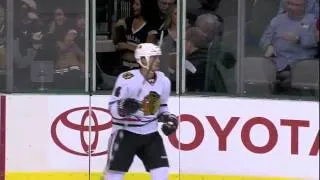 Jamie Benn hit shatters glass 10/7/11