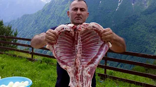 COOKING TWO LAMBS in  CAUCASUS MOUNTAINS. ENG SUB.