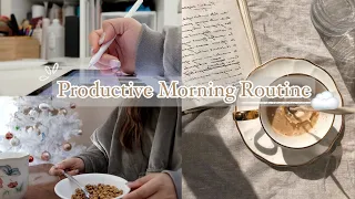 my 8AM *PRODUCTIVE* morning routine !! | online school edition, STUDY VLOG, high school senior