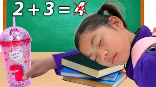 Emma and Lyndon Sleeping In Class | Kids Learn Importance of Sleep and Studying