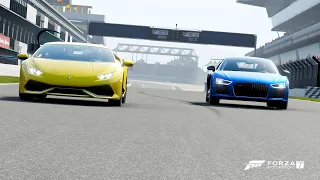 Forza 7 Track race: Audi R8 V10 Plus vs Lamborghini Huracan LP610-4