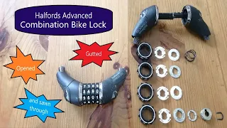 #18 Halfords Advanced combination bike/cycle lock, opened, gutted and sawn.