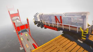 Train vs Bridge Construction with Traffic | Teardown Gameplay